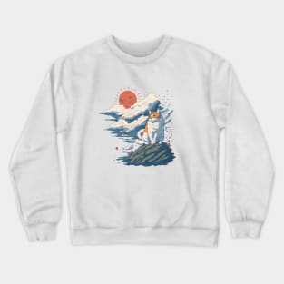 The white and orange cat on top of the clouds Crewneck Sweatshirt